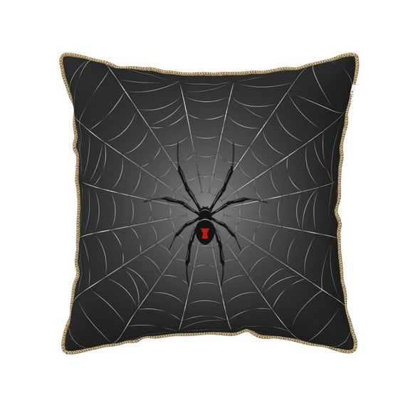 KLL Black Spider On Web Decorative Throw Pillow Covers Velvet Soft for Couch Sofa Bedroom Living Room Outdoor (No pillow core)- 18"x18"