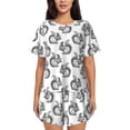 thumbnail image 1 of KLL Black Squirrel Print Pajama Set for Women Short Sleeve Sleepwear Pjs Soft 2 Piece Lounge Sleepwear Sets-X-Large, 1 of 6