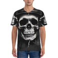 thumbnail image 1 of KLL Black White Hat Skull for Men's Baseball Shirts,Short Sleeve Casual Shirts Button Down Shirt for Men Beach Summer Wedding Shirt-3X-Large, 1 of 7