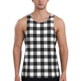 thumbnail image 1 of KLL Black White Plaid Print Men's Muscle Gym Workout Stringer Tank Tops Bodybuilding Fitness T-Shirts Tank Tops Men-3X-Large, 1 of 7