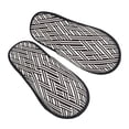 thumbnail image 1 of KLL Black White Stripes Slippers for Women Men House Slip on Indoor Outdoor Bedroom Furry Fleece Lined Ladies Comfy Anti-Skid Rubber Hard Sole-Large, 1 of 8