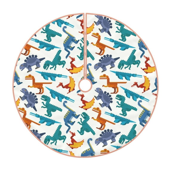 KLL Block Dinosaur Christmas Tree Skirt 48" ,Party Decorations Farmhouse for Christmas Decorations Holiday Party