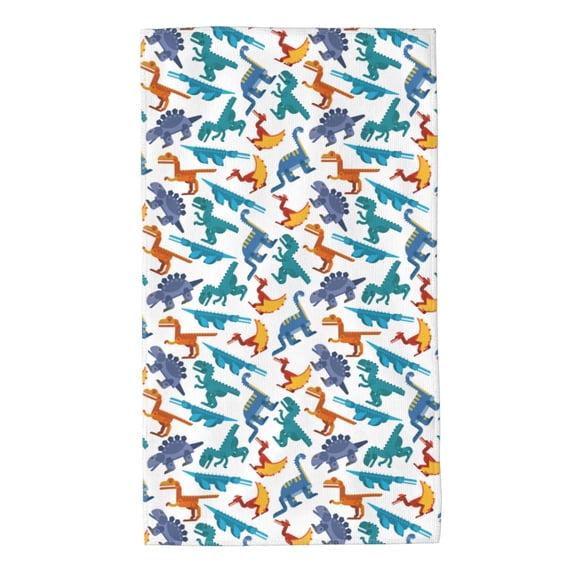 KLL Block Dinosaur Ultra Absorbent & Soft Hand Towels for Bath, Hand, Face, Gym and Spa-27.5x16in