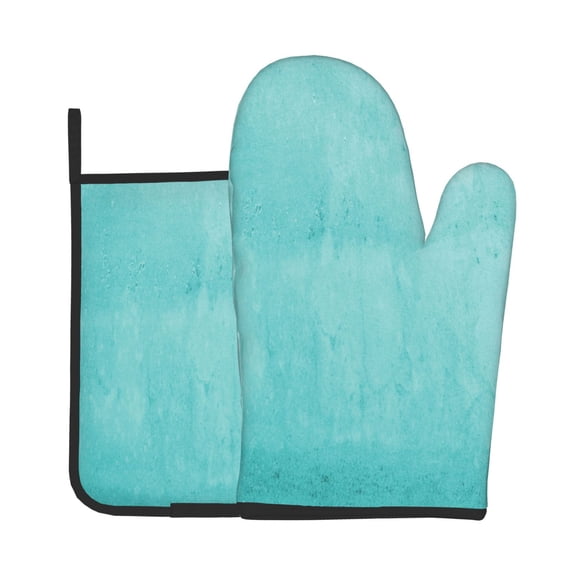 KLL Blue And Turquoise Pattern Oven Mitts and Pot Holders 2pcs Sets for Kitchen, Oven Mitt Heat Resistant 536°F, Oven Gloves for Kitchen,Cooking and Baking