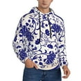 thumbnail image 1 of KLL Blue And White Porcelain Pattern Print Mens Hoodie Long Sleeve Casual Pullover Hooded Sweatshirt Fashion Drawstring Hoodies with Pocket-3X-Large, 1 of 6