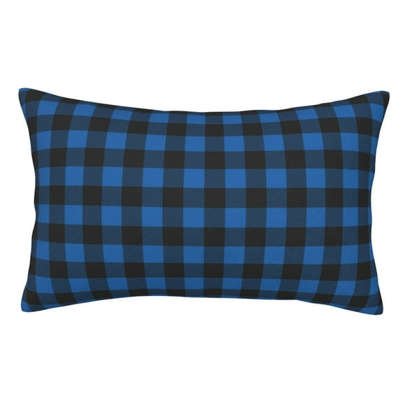 KLL Blue Black Plaid Pillow Covers Envelope Closure,Super Soft and Cozy Fuzzy Fleece Pillow Case Cover (No pillow core）