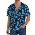 thumbnail image 1 of KLL Blue Butterfly Print Men's Shirt Short Sleeve Button Down Summer Cuba Beach Shirts- Medium, 1 of 5
