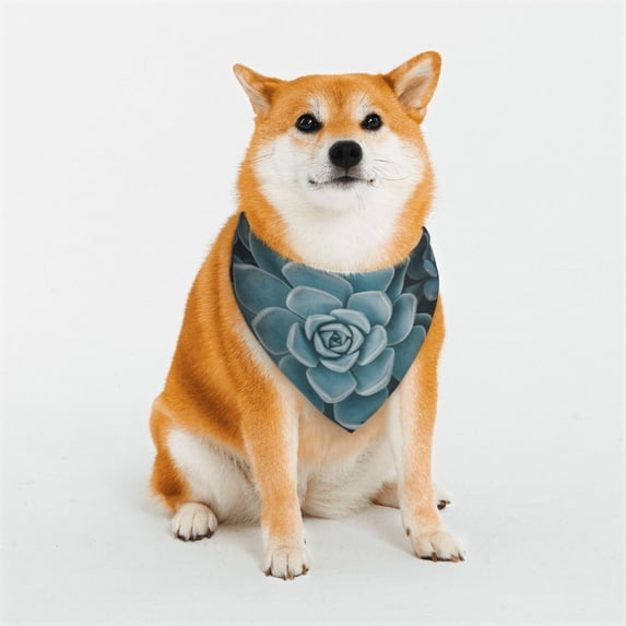 KLL Blue Color Cactus Dog Bandanas,Triangle Reversible Pet Scarf for Small Medium Large and Extra Large Dogs-Small