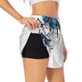 thumbnail image 1 of KLL Blue Flying Butterflies Pattern Shorts Women,Athletic Shorts High Waisted Running Shorts Pocket Sporty Short Gym Elastic Workout Shorts-X-Large, 1 of 7