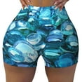 thumbnail image 1 of KLL Blue Kyanite Pattern Workout Shorts for Women Scrunch Short Gym Yoga Running Sport Active Exercise Fitness Shorts, 1 of 8