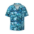 thumbnail image 1 of KLL Blue Kyanite Print Men's Shirt Short Sleeve Button Down Summer Cuba Beach Shirts- Medium, 1 of 7