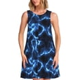 thumbnail image 1 of KLL Blue Lightning Pattern Womens Summer Dresses 2025,Loose Round Neck Sleeveless Sundresses Tank Dresses with Pockets, 1 of 7