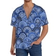 thumbnail image 1 of KLL Blue Mandala Harmony Print Men's Shirt Short Sleeve Button Down Summer Cuba Beach Shirts- 4X-Large, 1 of 5