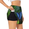 thumbnail image 1 of KLL Blue Morpho butterfly Pattern Shorts Women,Athletic Shorts High Waisted Running Shorts Pocket Sporty Short Gym Elastic Workout Shorts-Medium, 1 of 7