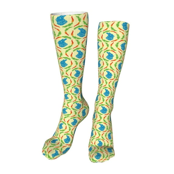KLL Blue Rabbit Print Cool Socks Men's Women's Crew Socks Funny Crazy Novelty Stockings