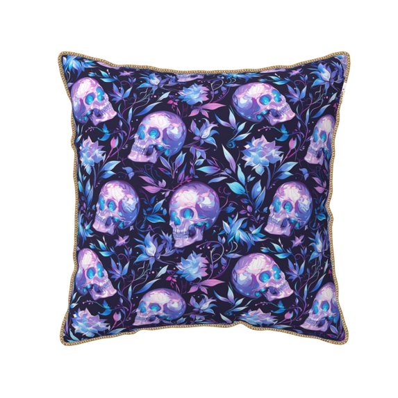 KLL Blue Skull Crystal Decorative Throw Pillow Covers Velvet Soft for Couch Sofa Bedroom Living Room Outdoor (No pillow core)- 18"x18"