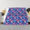 thumbnail image 1 of KLL Blue Skull Flower Print Fleece Throw Blanket, Horizontal Fleece Bedding Cute Soft Blankets Comfy Fleece Flannel Plush Home Decor for Couch & Bed -80"x60", 1 of 9