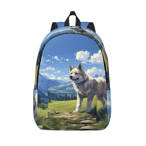 KLL Blue Sky Dog Print Travel Laptop Backpack - College Backpack Business Work Bag Nurse Bag Casual Daypack for Weekender Business Hiking -Medium