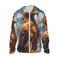 thumbnail image 1 of KLL Blue Sky White Cloud Eagle Print Men's Women’s UPF 50+ Sun Protection Outdoor Hoodie Jacket Long Sleeve Fishing Hiking Performance Shirt-Medium, 1 of 6