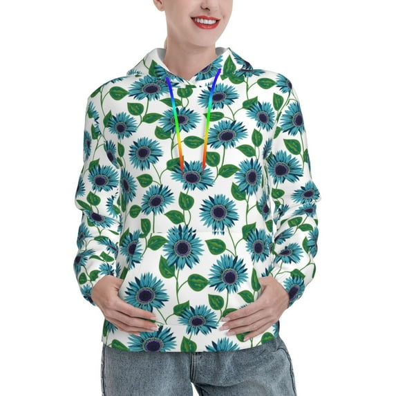 KLL Blue Sunflowers for Womens Pullover Hoodie with Pocket Hooded Long Sleeve Shirts Sweatshirt for Women-Medium