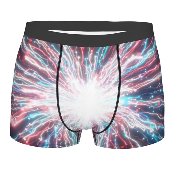 KLL Blue Swirl Fireworks Men's Cotton Boxer Briefs Underwear-Large