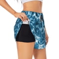 thumbnail image 1 of KLL Blue Tie Dye Pattern Shorts Women,Athletic Shorts High Waisted Running Shorts Pocket Sporty Short Gym Elastic Workout Shorts-Medium, 1 of 7