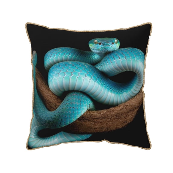KLL Blue Viper Snake Decorative Throw Pillow Covers Velvet Soft for Couch Sofa Bedroom Living Room Outdoor (No pillow core)- 20"x20"