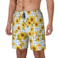 thumbnail image 1 of KLL Blue White Plaid Sunflower for Mens Swim Trunks Quick Dry Swim Shorts with Built-in Compression Liner Funny Swimwear Bathing Suits-3X-Large, 1 of 6