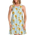 thumbnail image 1 of KLL Blue White Striped Sunflower Pattern Womens Summer Dresses 2025,Loose Round Neck Sleeveless Sundresses Tank Dresses with Pockets, 1 of 7