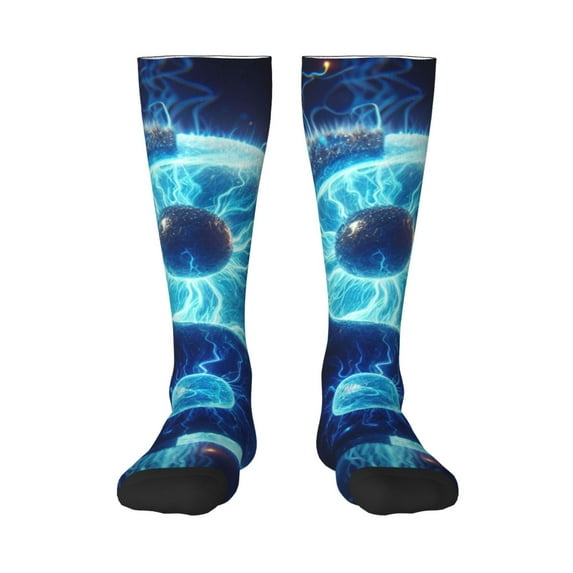 KLL Blue Yin And Yang Print Cool Socks Men's Women's Crew Socks Funny Crazy Novelty Stockings