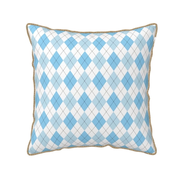 KLL Blue and White Squares Decorative Throw Pillow Covers Velvet Soft for Couch Sofa Bedroom Living Room Outdoor - 20"x20"