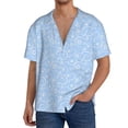 thumbnail image 1 of KLL Blue snowflakes elegant Print Men's Shirt Short Sleeve Button Down Summer Cuba Beach Shirts- Medium, 1 of 5