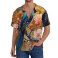 thumbnail image 1 of KLL Bluebird Blossom Elegance Print Men's Shirt Short Sleeve Button Down Summer Cuba Beach Shirts- 4X-Large, 1 of 5