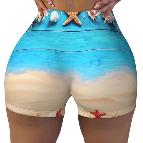 KLL Boards and Beach Pattern Workout Shorts for Women Scrunch Short Gym Yoga Running Sport Active Exercise Fitness Shorts