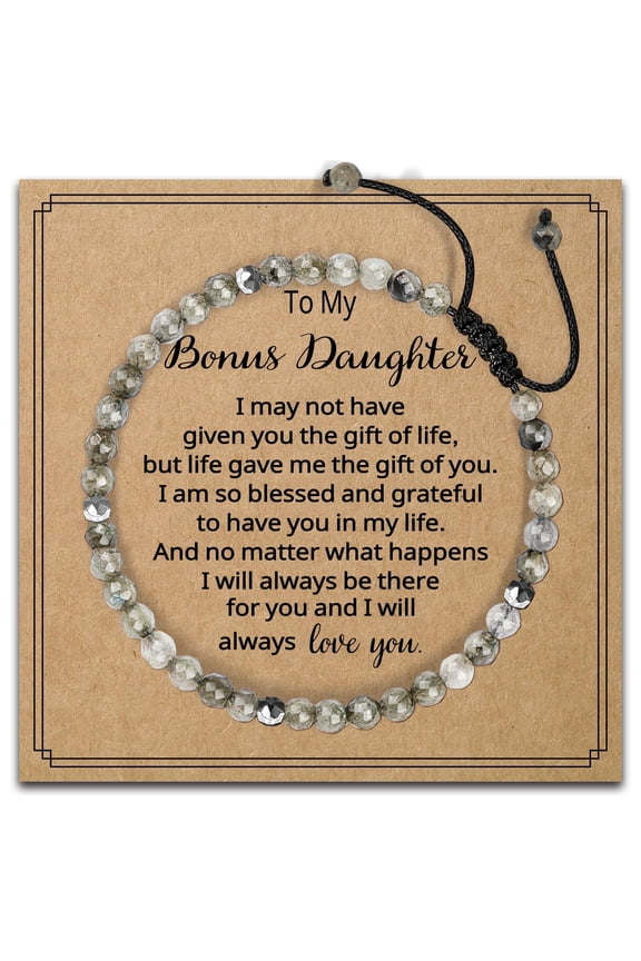 Bonus Daughter Gifts from Stepmom - Natural Stone Bracelets Beads Funny Birthday Gifts Thanksgiving Day Present