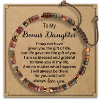 KLL Bonus Daughter Gifts from Stepmom - To My Bonus Daughter Natural Stone Bracelets Beads Funny Birthday Gifts Thanksgiving Day Present