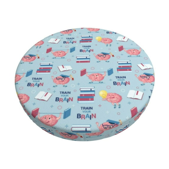 KLL Brain Training Round Bar Chair Cushion Cover 12 inch ,Bar Stool Protector with Elastic, Soft Washable