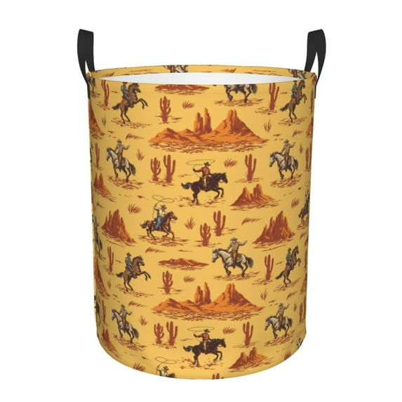 KLL Brave Cowboys Waterproof Foldable Laundry Hamper Bucket with Handles for Storage Bin,Kids Room,Home Organizer (Small )