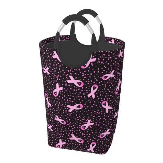 KLL Breast Cancer Awareness3 Laundry Hamper,Large Canvas Fabric Lightweight Storage Basket Toy Organizer Dirty Clothes Collapsible Waterproof