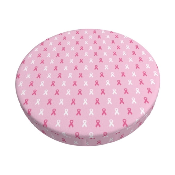 KLL Breast Cancer Awareness5 Round Bar Chair Cushion Cover 14 inch ,Bar Stool Protector with Elastic, Soft Washable