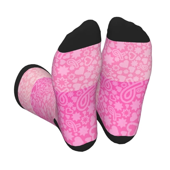 KLL Breast CancerN Ribbons Awareness Print Cool Socks Men's Women's Crew Socks Funny Crazy Novelty Stockings