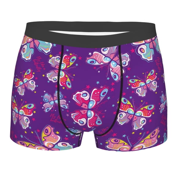 KLL Bright Butterflies Men's Cotton Boxer Briefs Underwear-XX-Large