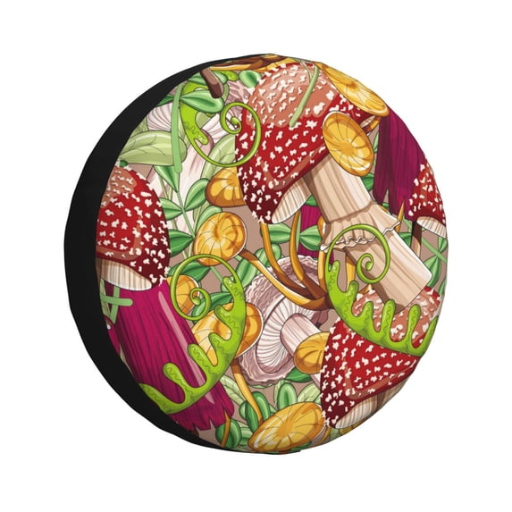 KLL Bright Mushrooms Pattern 14-17 inch Spare Tire Cover Universal Wheel Protector for Truck SUV Trailer Camping Rv Tire Covers-17 inch