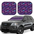 thumbnail image 1 of KLL Bright Purple Butterflies Windshield Sun Shade 2-Piece Foldable Car Front Window Sunshade for Most Sedans SUV Truck- Medium, 1 of 5