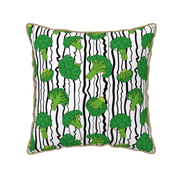 KLL Broccoli 2 Decorative Throw Pillow Covers Velvet Soft for Couch Sofa Bedroom Living Room Outdoor (No pillow core)- 18"x18"