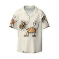 thumbnail image 1 of KLL Brown Cat Cartoon Print Men's Shirt Short Sleeve Button Down Summer Cuba Beach Shirts- Large, 1 of 7