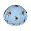 thumbnail image 1 of KLL Brown French Bulldog Pattern Shower Cap & Bath Cap for Women,Reversible Oversized Waterproof Shower Caps for all Hair Lengths,Elastic Reusable Bathing Hair Cap, 1 of 7