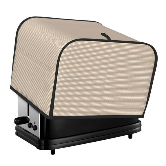 KLL Brown Gingham Print 4 Slice Toaster Dust Covers Kitchen Small Appliance Cover with 2 Pockets,Can hold Jam Spreader Knife & Toaster Tongs (12.4 x 10.6 x 8.2)