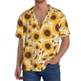 thumbnail image 1 of KLL Brown Leaf Pattern Sunflower Print Men's Shirt Short Sleeve Button Down Summer Cuba Beach Shirts- XX-Large, 1 of 5