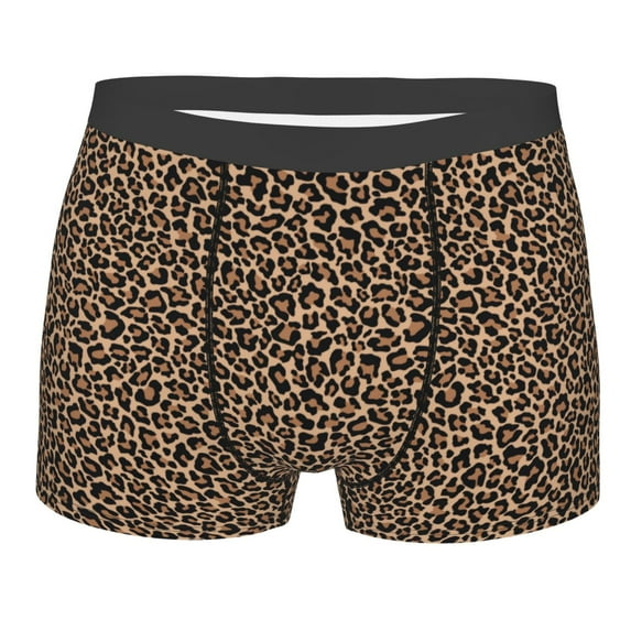 KLL Brown Leopard Men's Cotton Boxer Briefs Underwear-Medium